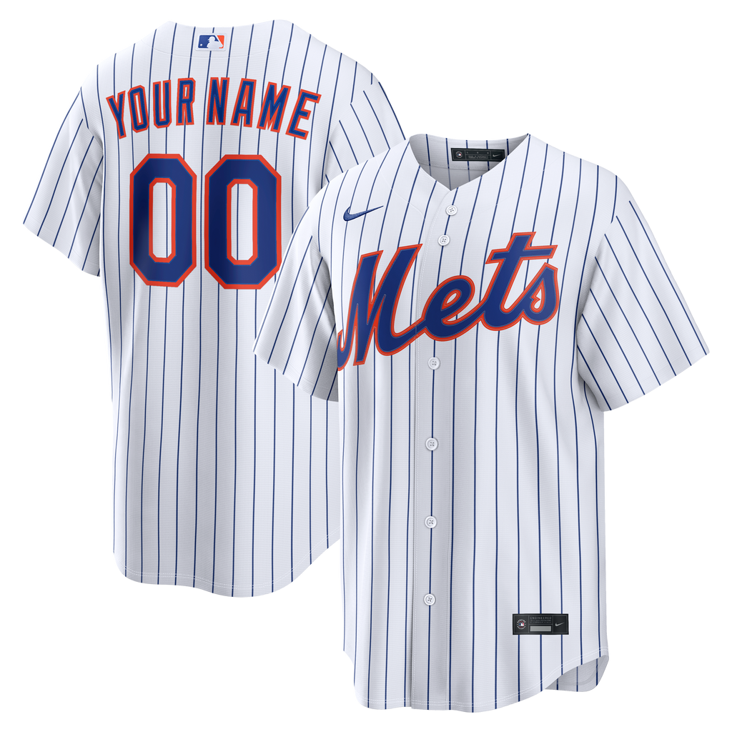 Men's New York Mets Nike White Home Replica Custom Jersey - 2