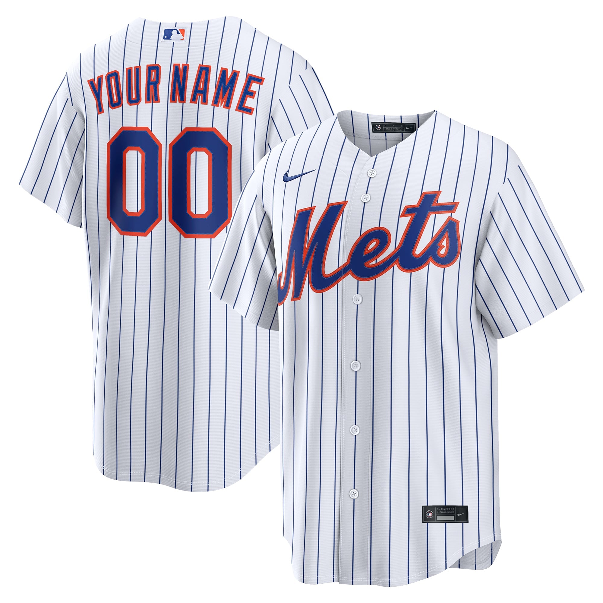 Men's New York Mets Nike White Home Replica Custom Jersey