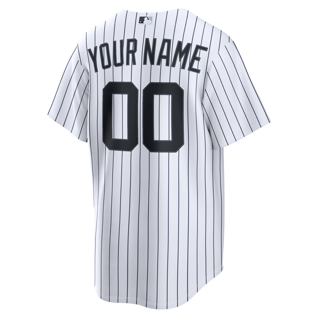Men's New York Yankees Nike White Home Replica Custom Jersey - 4