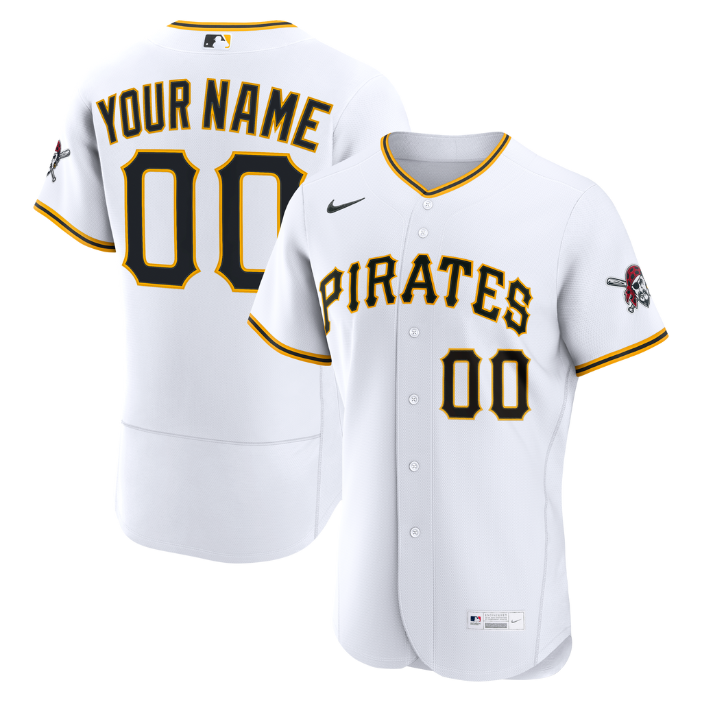 Men's Pittsburgh Pirates Nike White Home Authentic Custom Jersey - 2