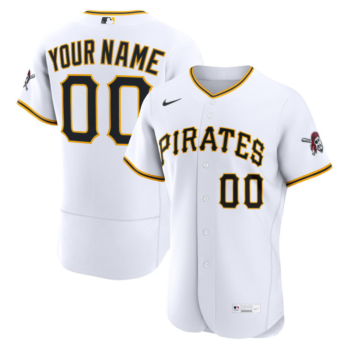 Men's Pittsburgh Pirates Nike White Home Authentic Custom Jersey - 2