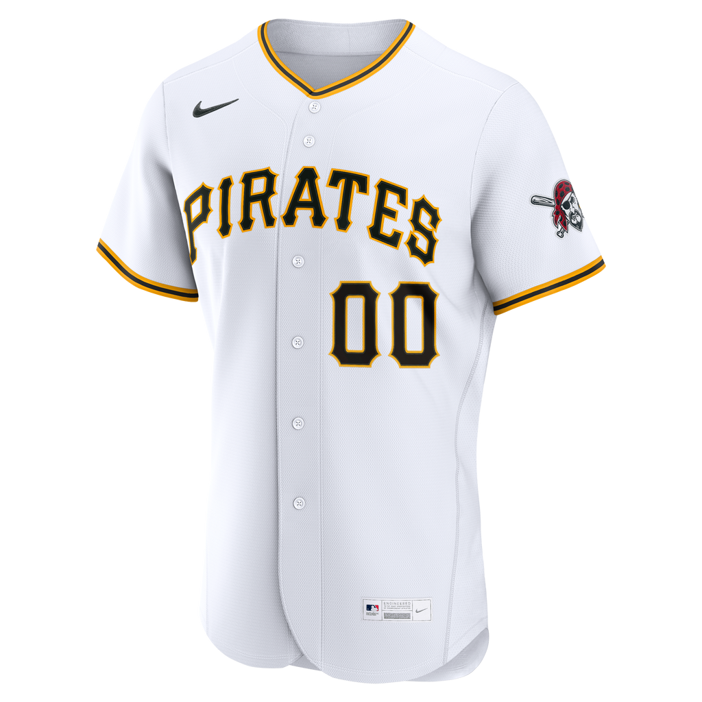 Men's Pittsburgh Pirates Nike White Home Authentic Custom Jersey - 3