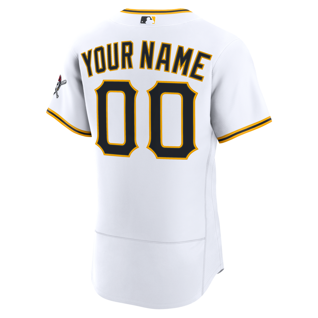 Men's Pittsburgh Pirates Nike White Home Authentic Custom Jersey - 4