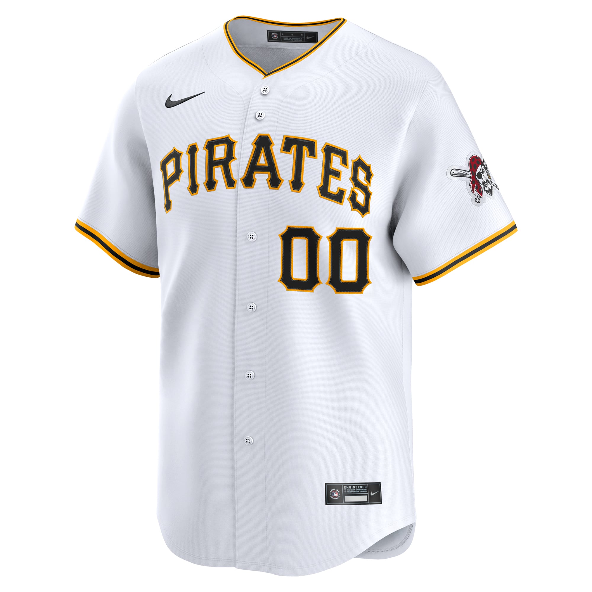 Men's Pittsburgh Pirates Nike White Home Limited Custom Jersey - 3