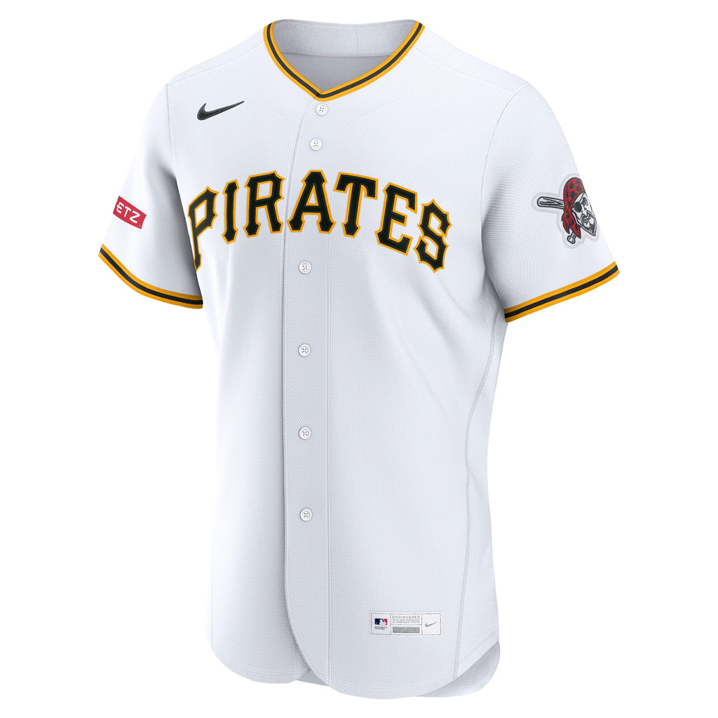 Men's Pittsburgh Pirates Nike White Home Sponsor Patch Authentic Jersey - 3