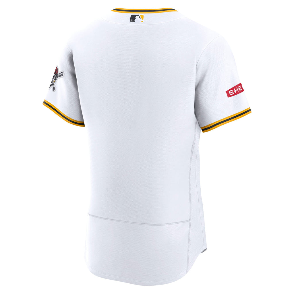 Men's Pittsburgh Pirates Nike White Home Sponsor Patch Authentic Jersey - 4