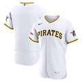Men's Pittsburgh Pirates Nike White Home Sponsor Patch Authentic Jersey