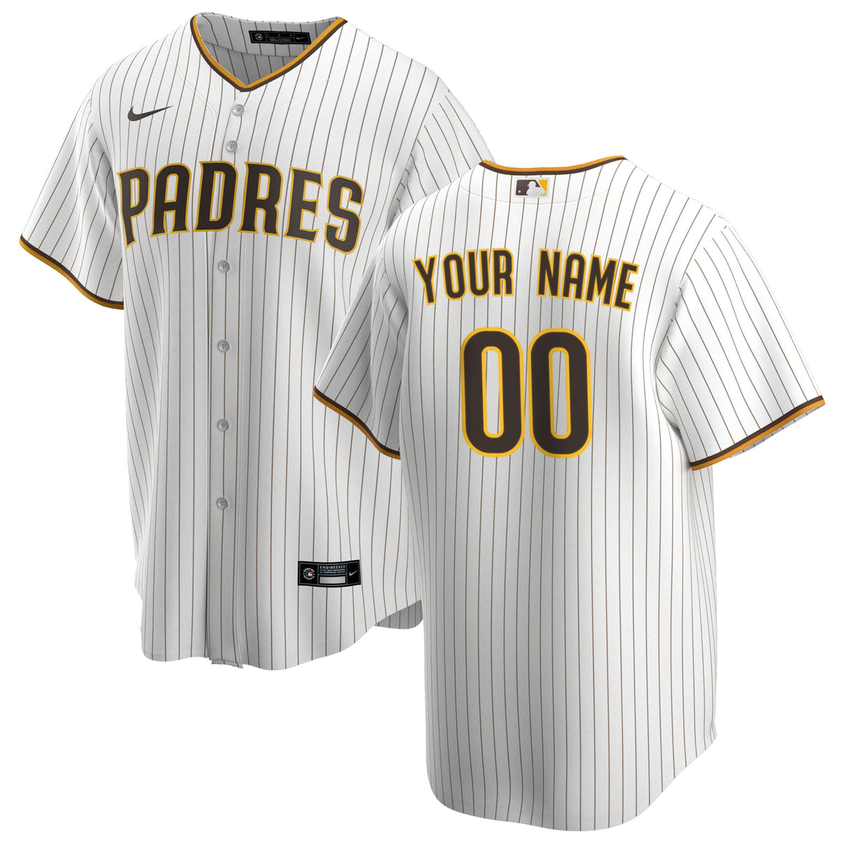 Men's San Diego Padres Nike White Home Replica Custom Jersey - 2