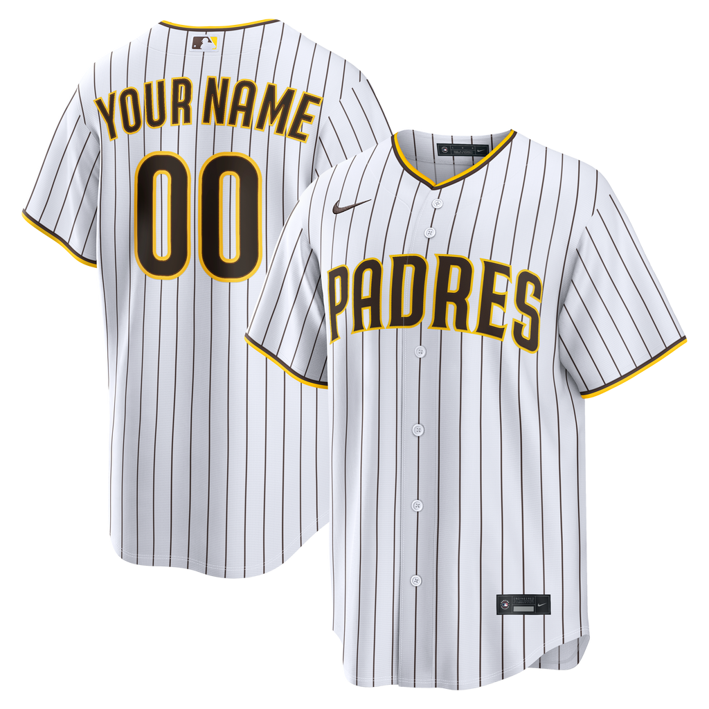 Men's San Diego Padres Nike White Home Replica Custom Jersey - 2