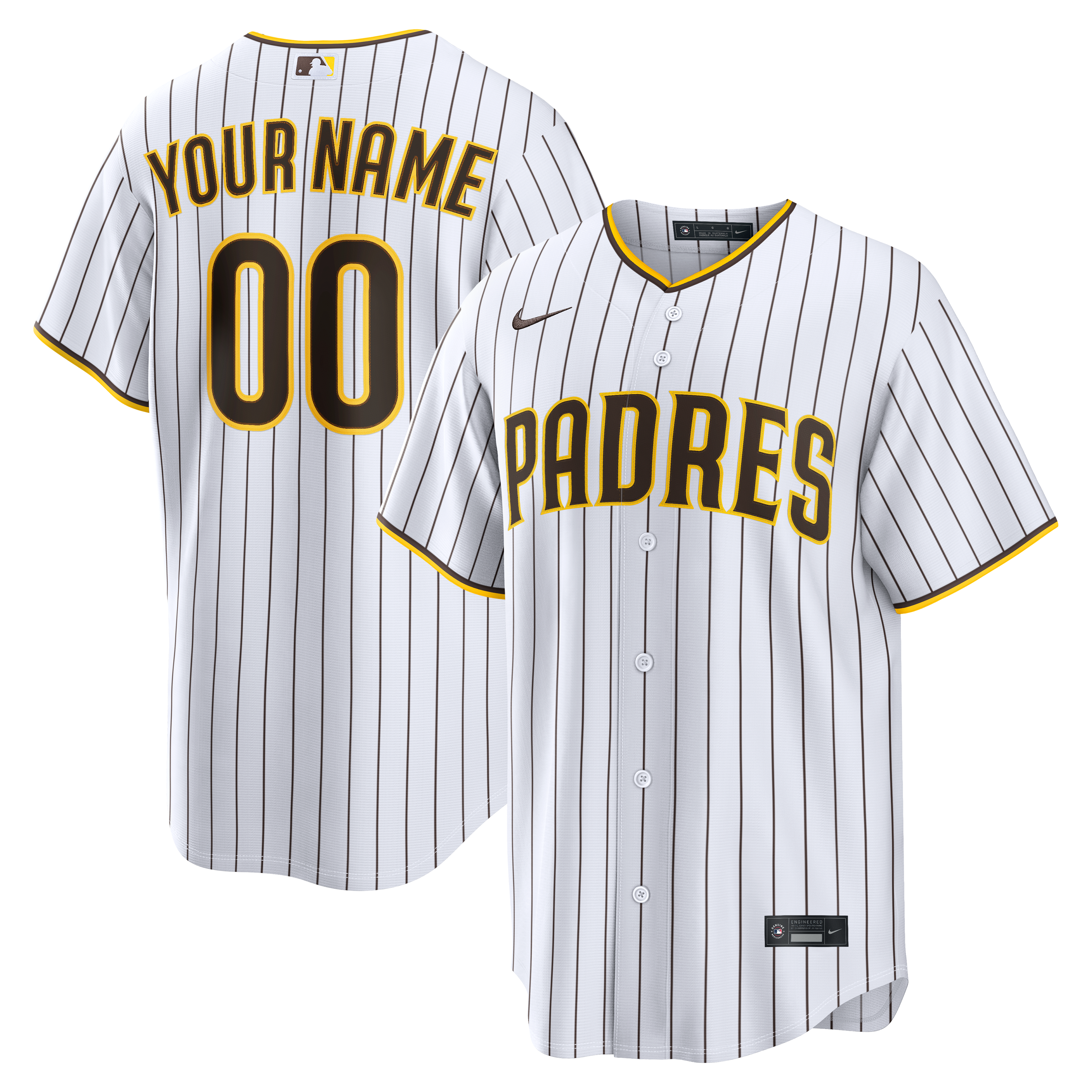 Men's San Diego Padres Nike White Home Replica Custom Jersey - 2