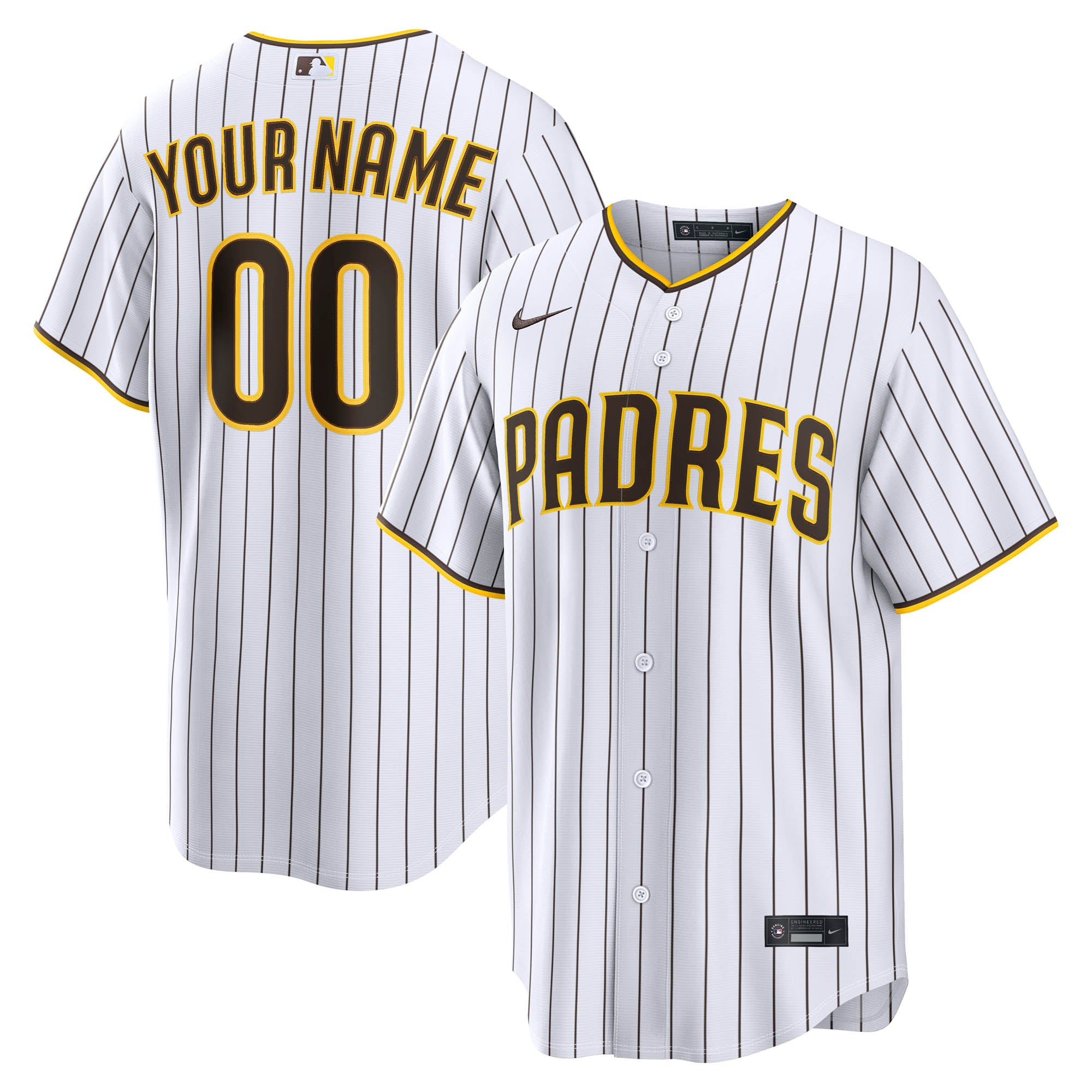 Men's San Diego Padres Nike White Home Replica Custom Jersey