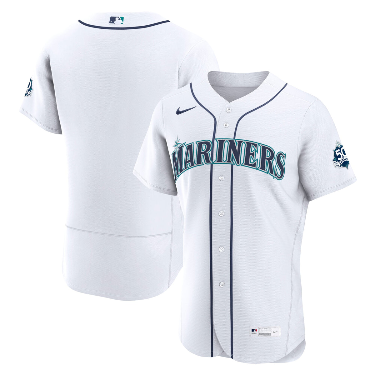 Men's Seattle Mariners Nike White 50th Anniversary Patch Home Authentic Jersey - 2