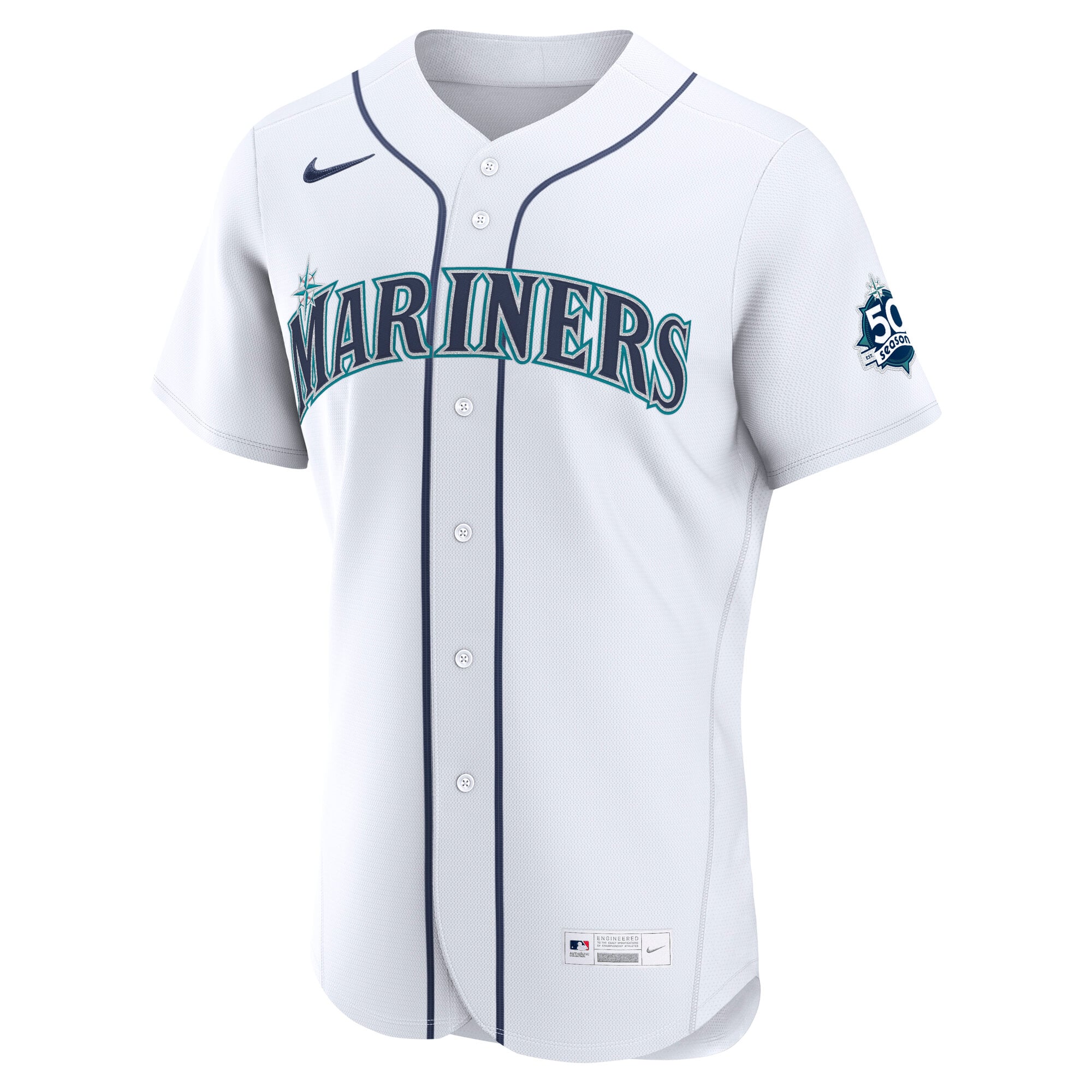 Men's Seattle Mariners Nike White 50th Anniversary Patch Home Authentic Jersey - 3