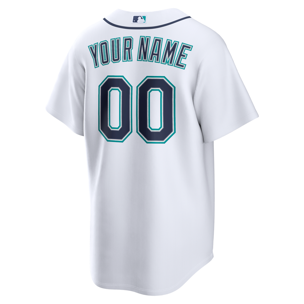 Men's Seattle Mariners Nike White Home Replica Custom Jersey - 4