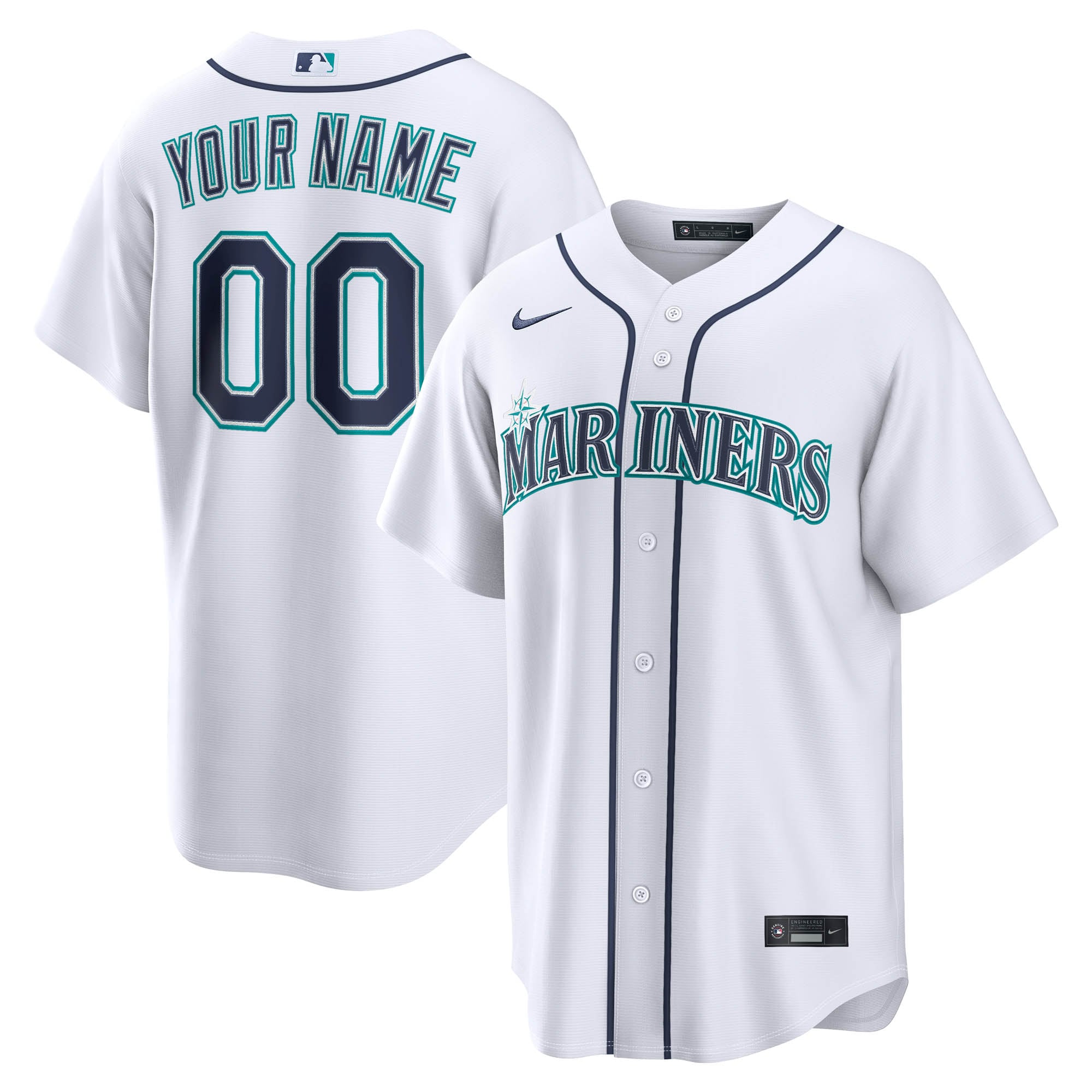 Men's Seattle Mariners Nike White Home Replica Custom Jersey