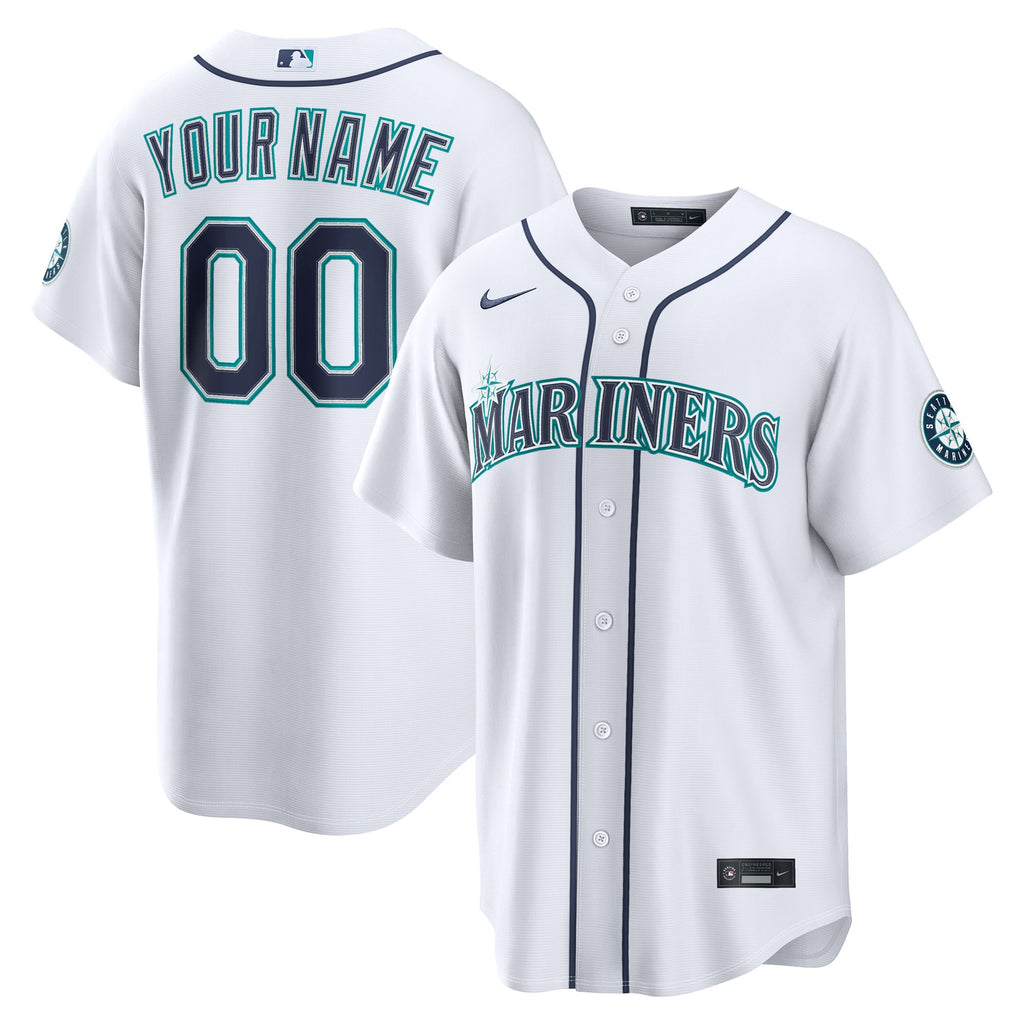 Men's Seattle Mariners Nike White Home Stadium Custom Jersey - 2