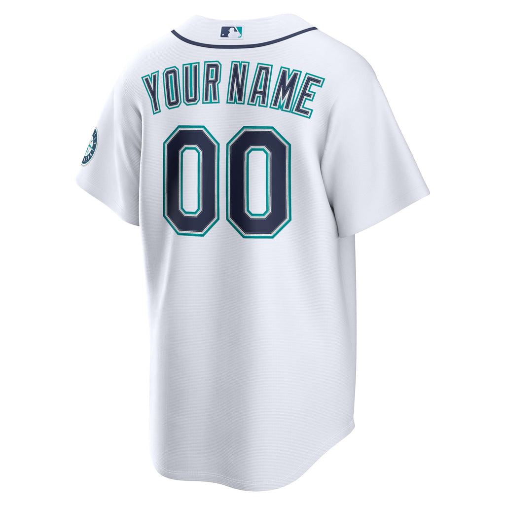 Men's Seattle Mariners Nike White Home Stadium Custom Jersey - 4