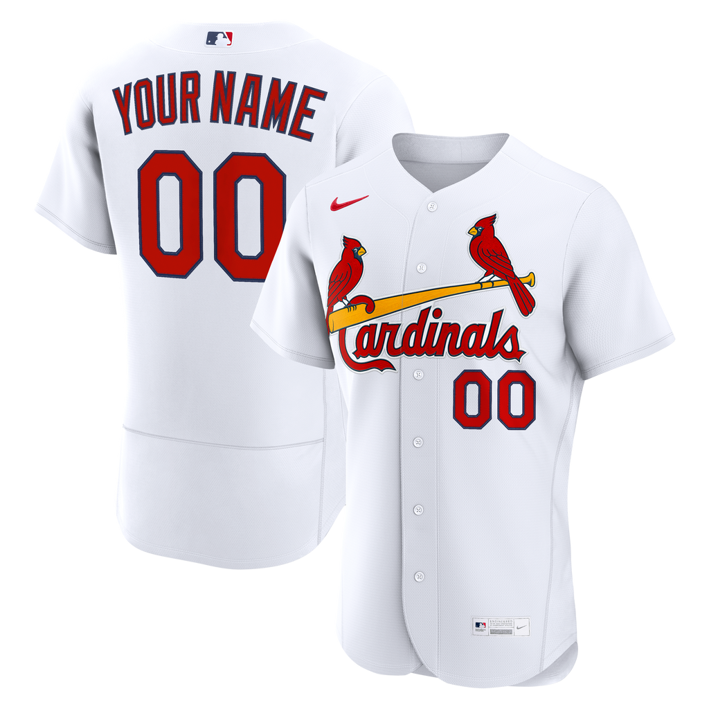 Men's St. Louis Cardinals Nike White Home Authentic Custom Jersey - 2