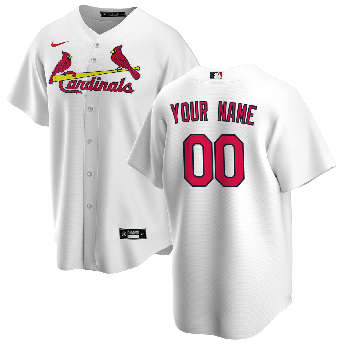 Men's St. Louis Cardinals Nike White Home Replica Custom Jersey - 2