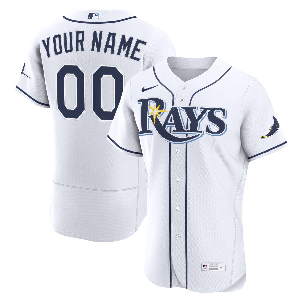 Men's Tampa Bay Rays Nike White Home Authentic Custom Jersey - 2