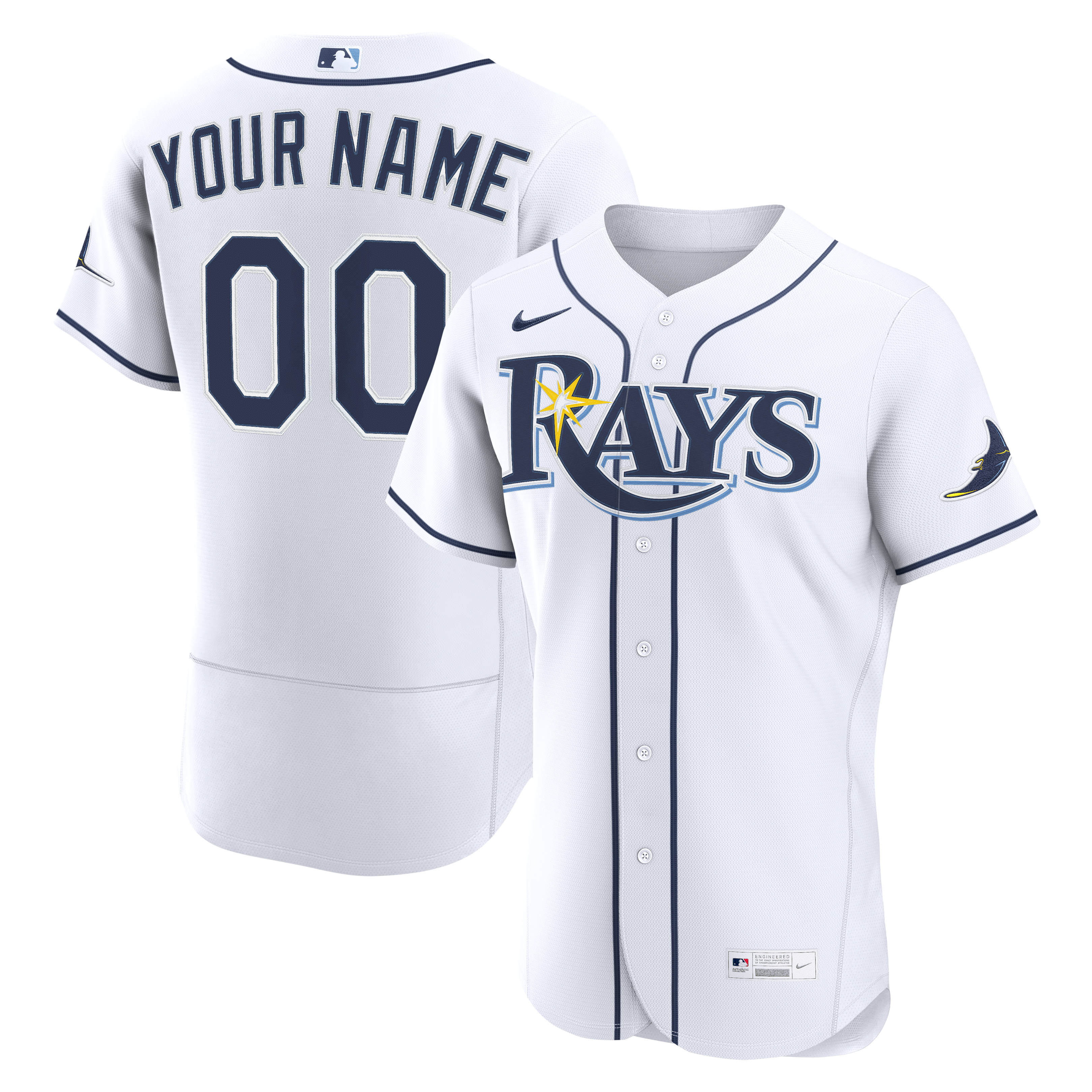 Men's Tampa Bay Rays Nike White Home Authentic Custom Jersey