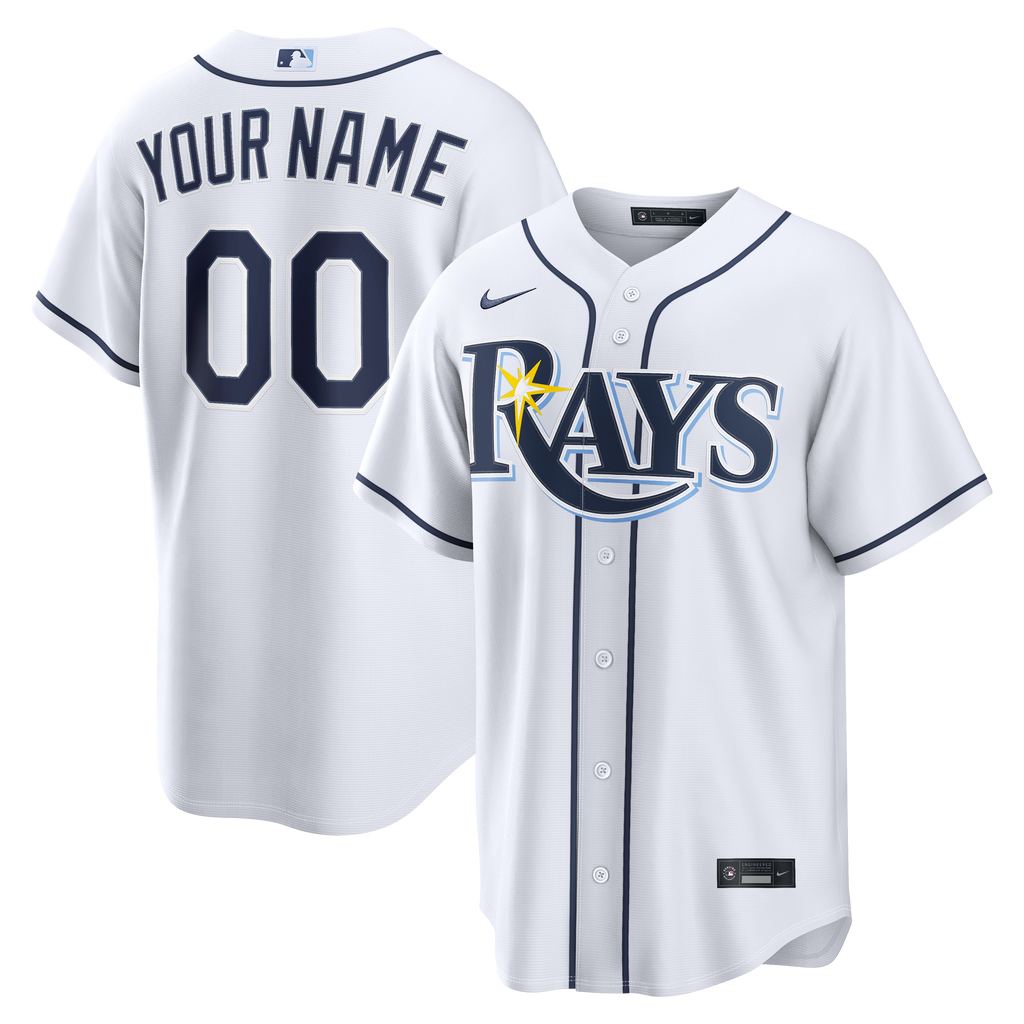 Men's Tampa Bay Rays Nike White Home Replica Custom Jersey - 2