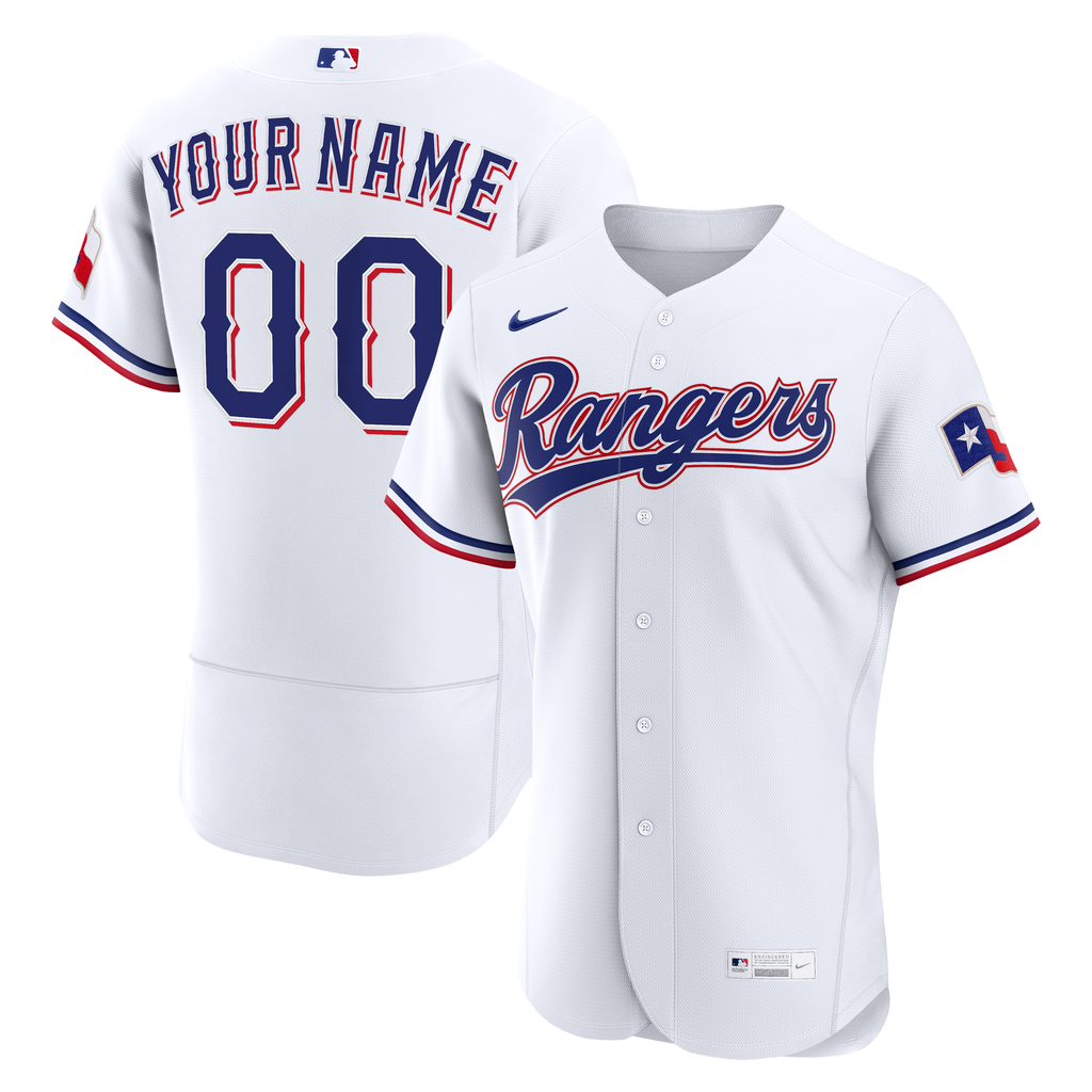 Men's Texas Rangers Nike White Home Authentic Custom Jersey - 2