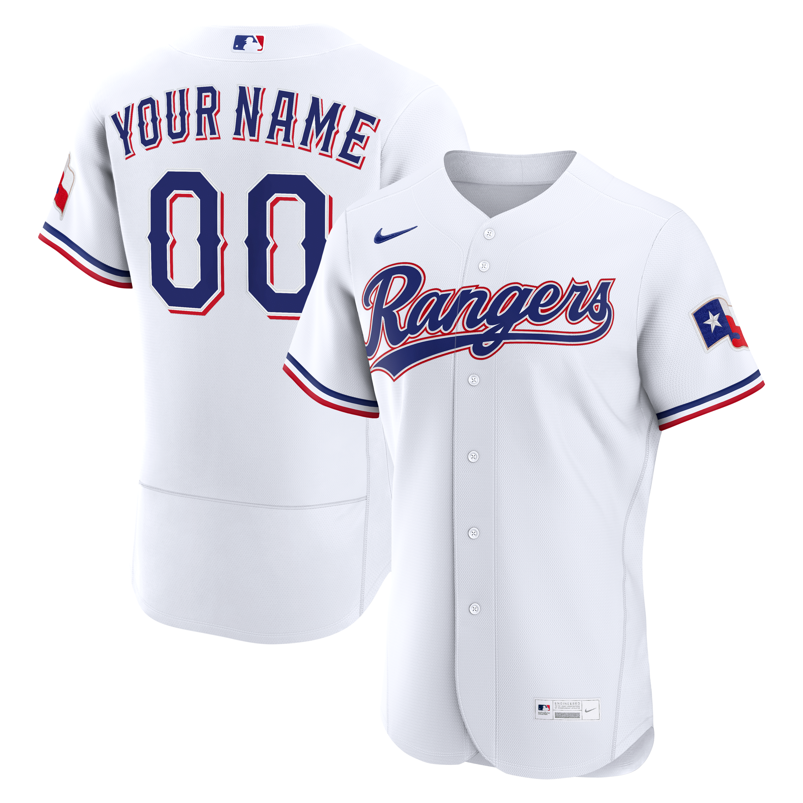 Men's Texas Rangers Nike White Home Authentic Custom Jersey - 2
