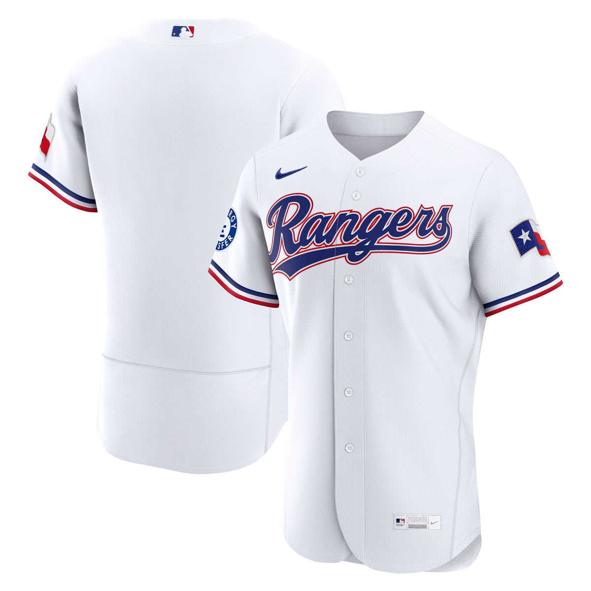 Men's Texas Rangers Nike White Home Sponsor Patch Authentic Jersey