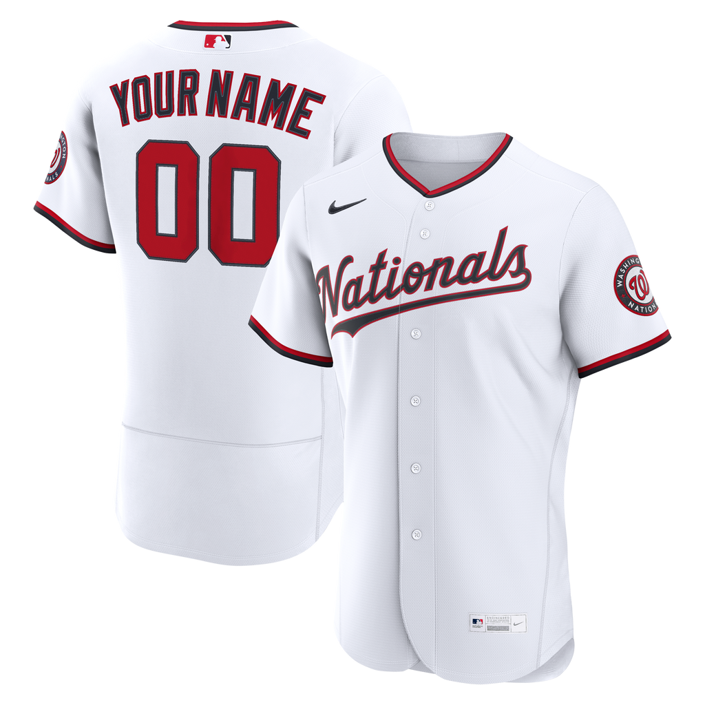 Men's Washington Nationals Nike White Home Authentic Custom Jersey - 2