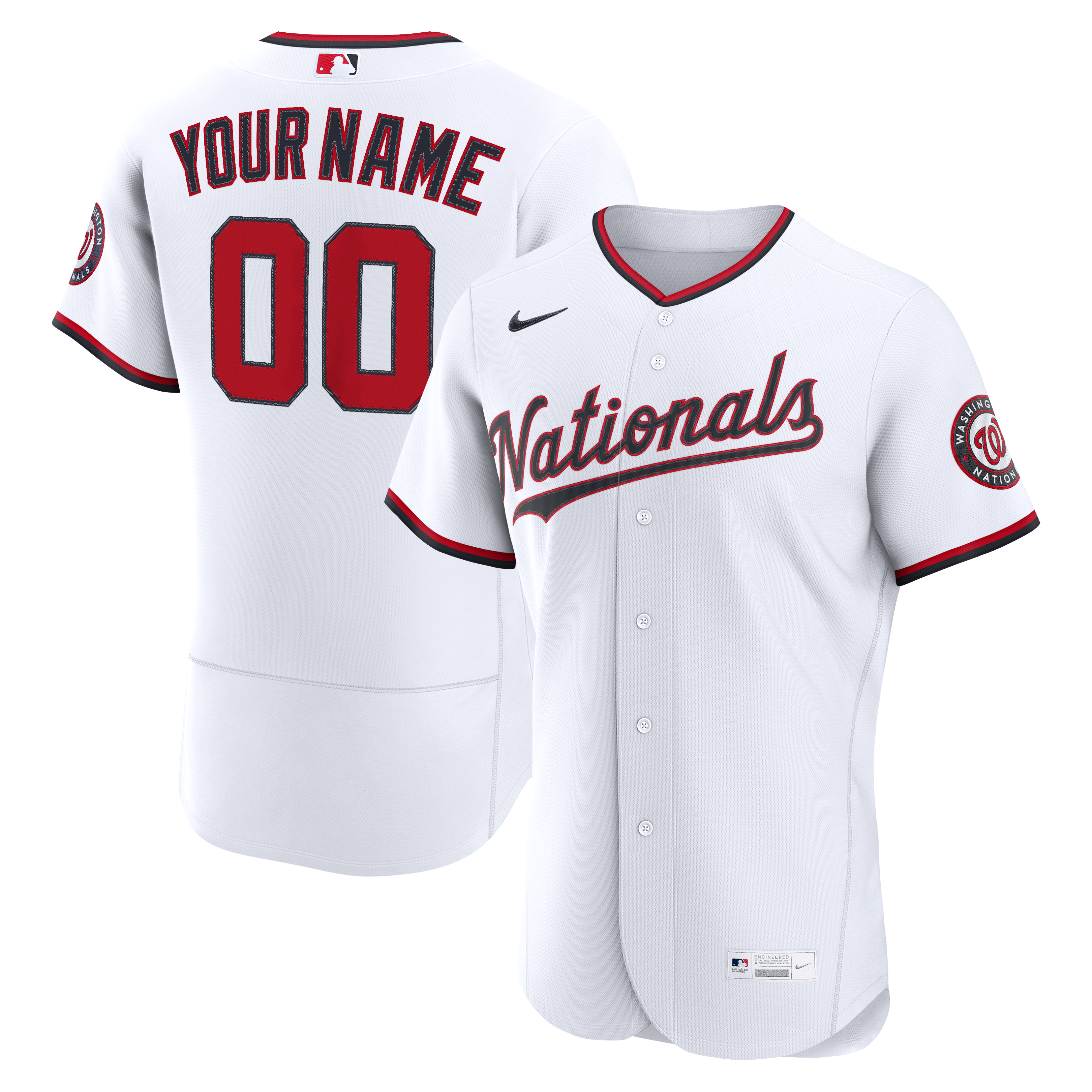 Men's Washington Nationals Nike White Home Authentic Custom Jersey - 2