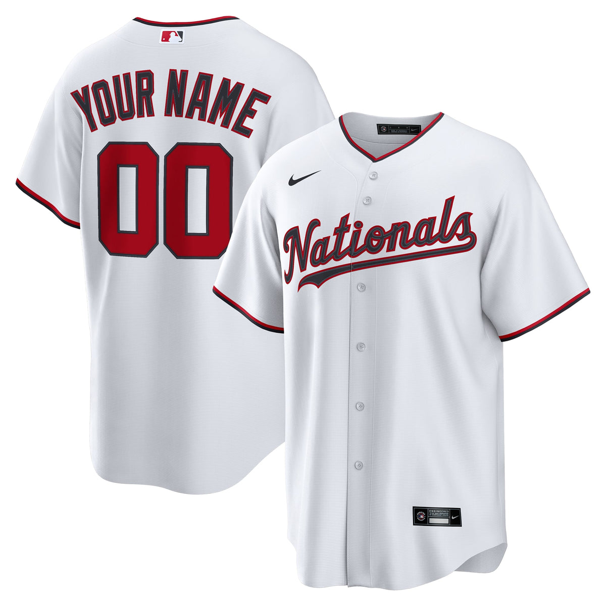 Men's Washington Nationals Nike White Home Custom Replica Jersey - 2
