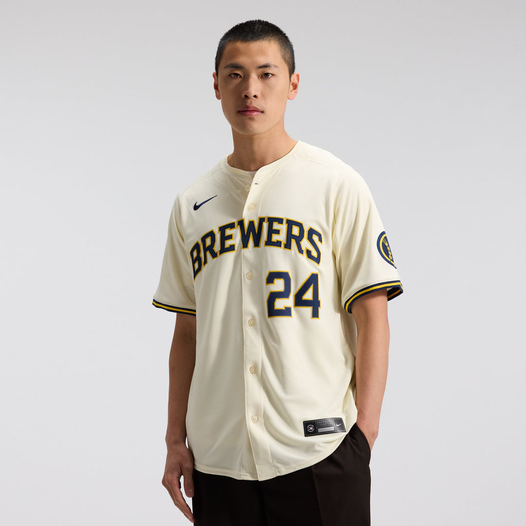 Men's Milwaukee Brewers William Contreras Nike Cream Home Limited Player Jersey - 3