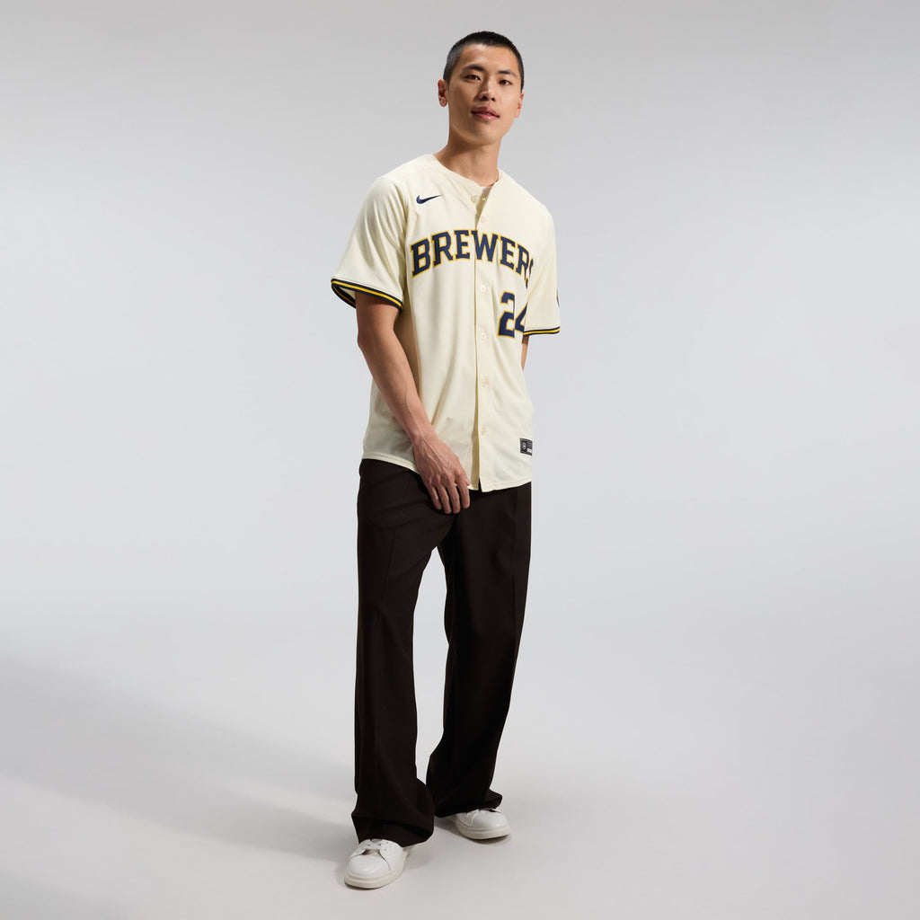 Men's Milwaukee Brewers William Contreras Nike Cream Home Limited Player Jersey - 5