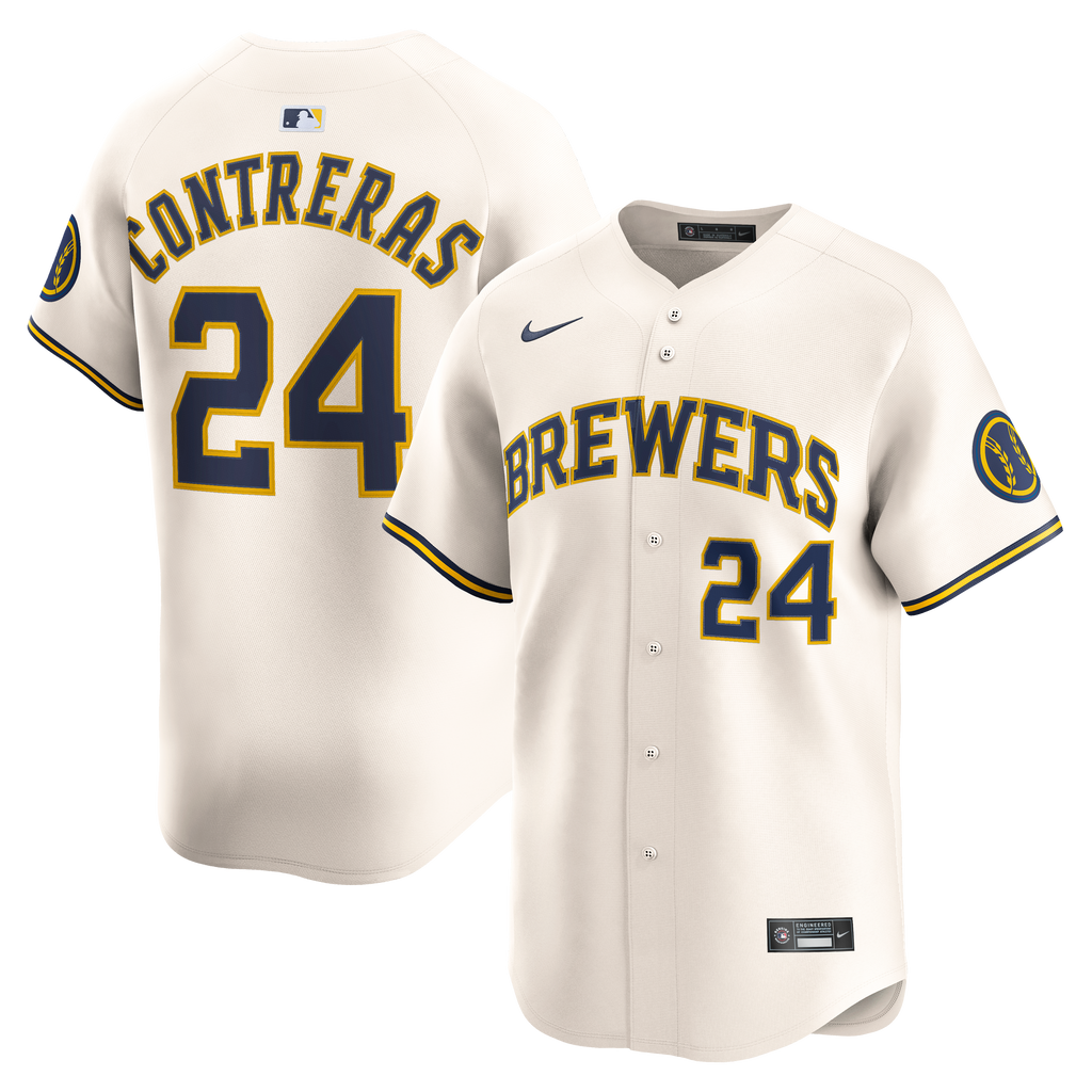 Men's Milwaukee Brewers William Contreras Nike Cream Home Limited Player Jersey
