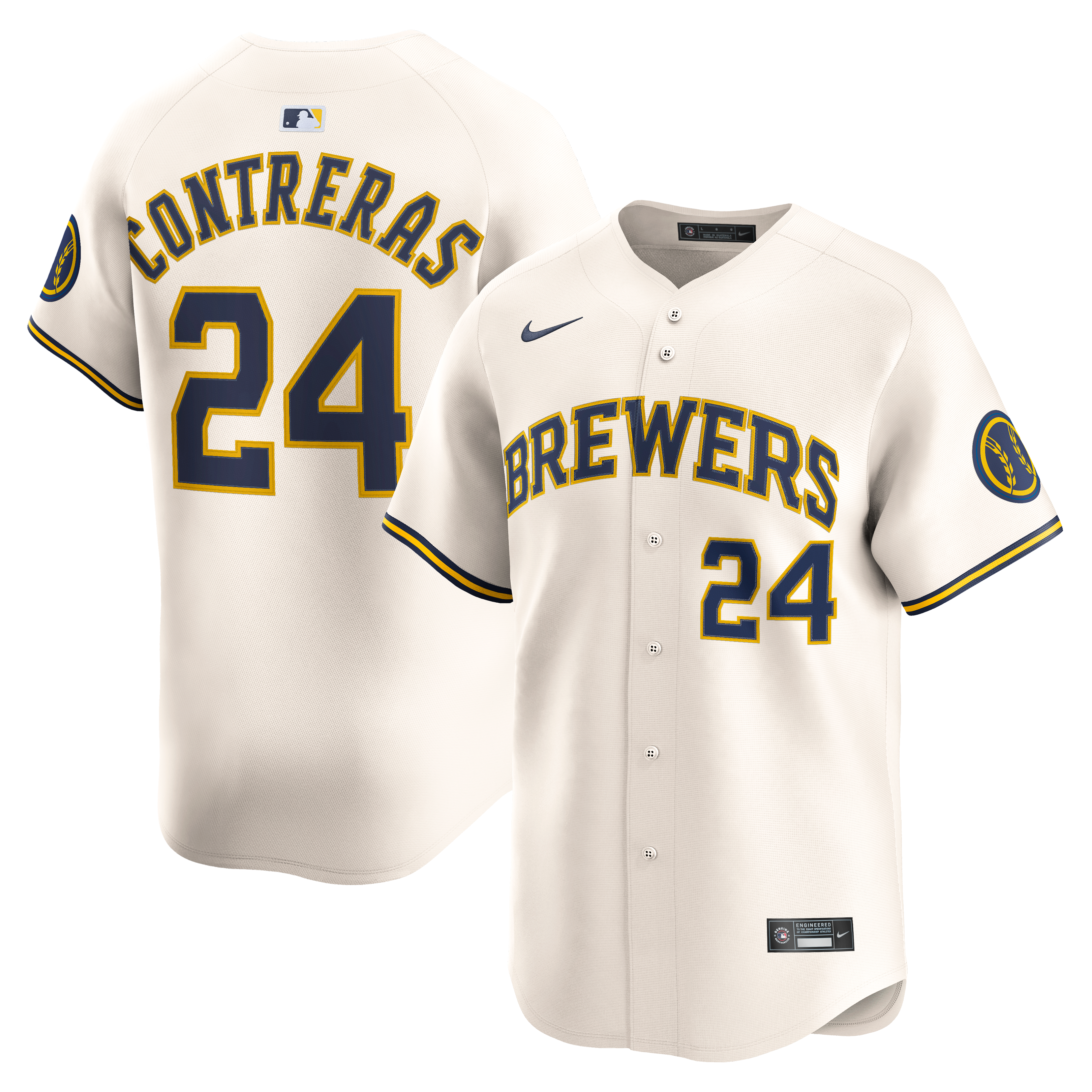 Men's Milwaukee Brewers William Contreras Nike Cream Home Limited Player Jersey