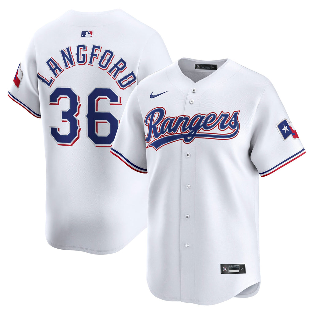 Men's Texas Rangers Wyatt Langford Nike White Home Limited Player Jersey
