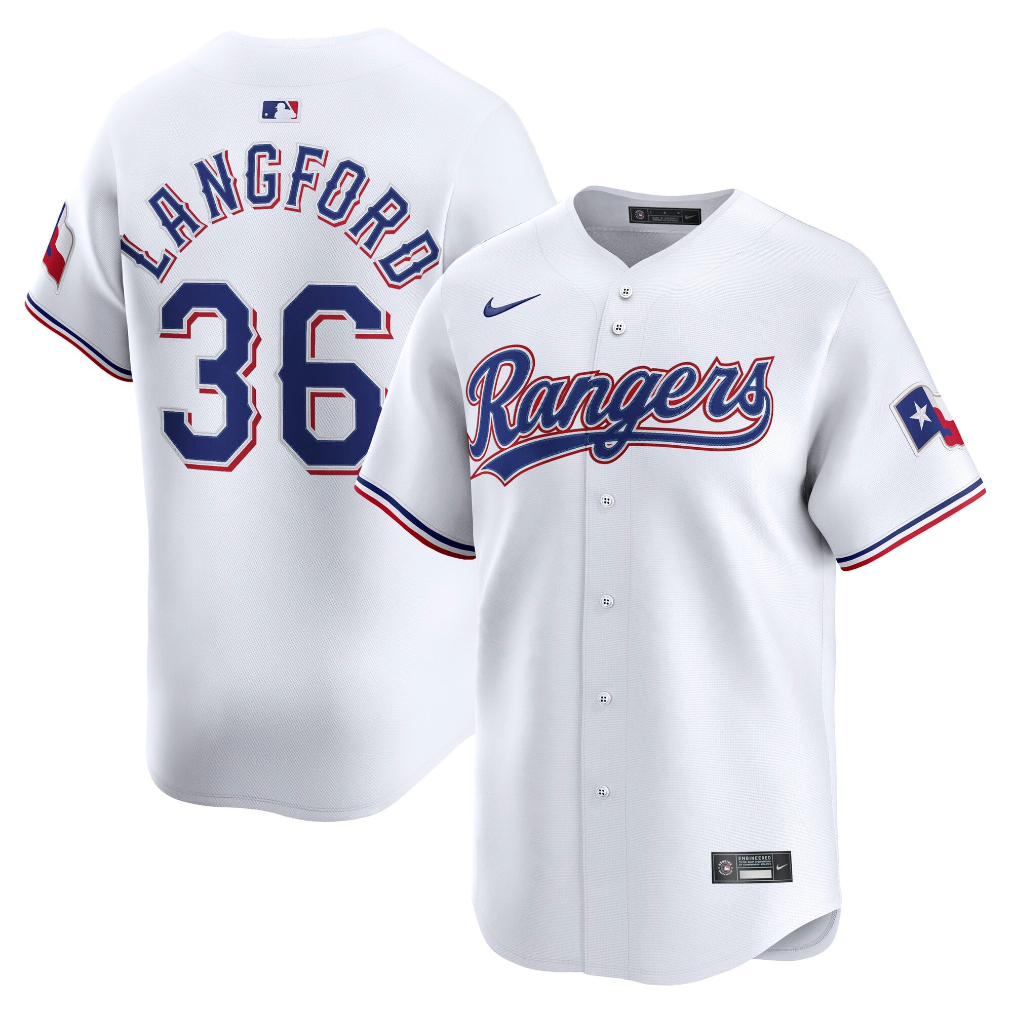 Men's Texas Rangers Wyatt Langford Nike White Home Limited Player Jersey