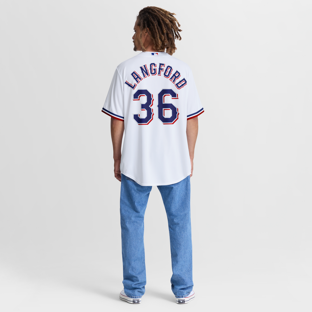 Men's Texas Rangers Wyatt Langford Nike White Home Replica Jersey - 6