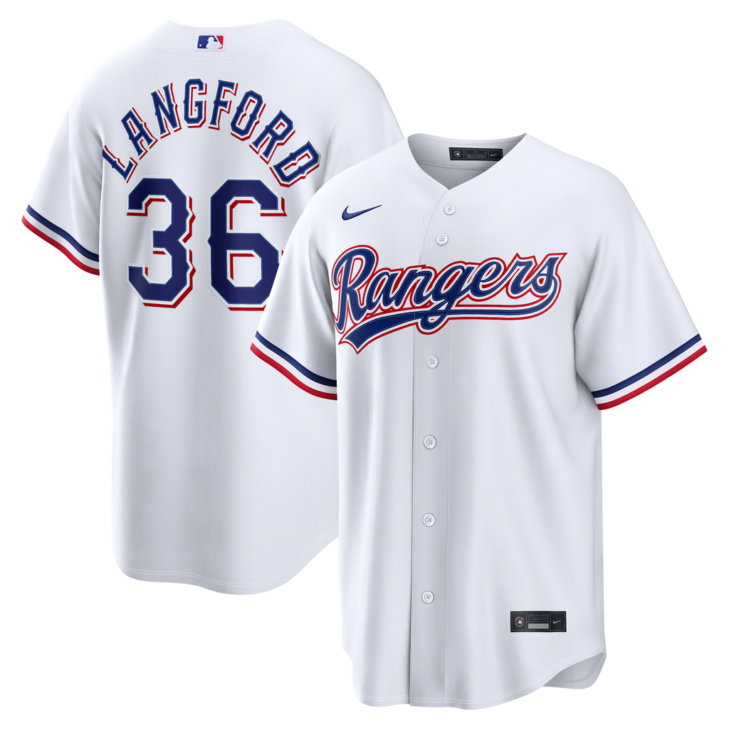 Men's Texas Rangers Wyatt Langford Nike White Home Replica Jersey