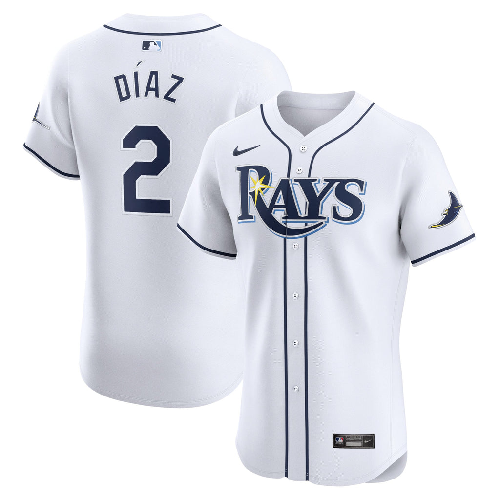 Men's Tampa Bay Rays Yandy Diaz Nike White Home Elite Player Jersey - 2