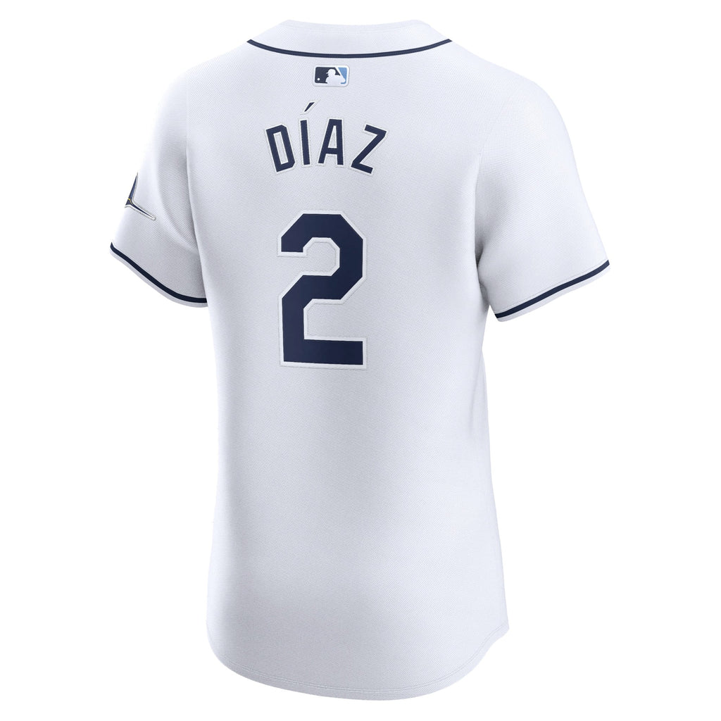 Men's Tampa Bay Rays Yandy Diaz Nike White Home Elite Player Jersey - 4