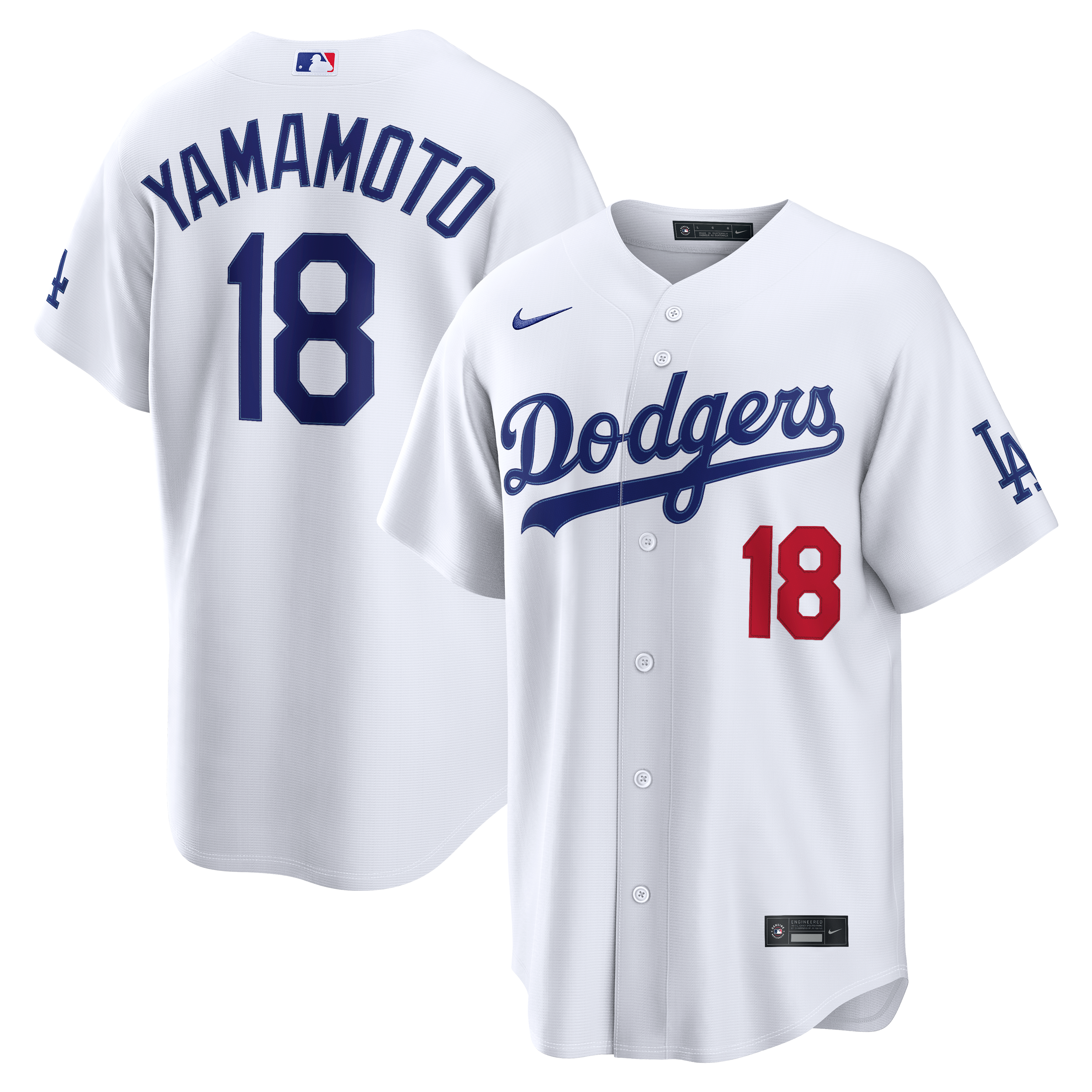 Men's Los Angeles Dodgers Yoshinobu Yamamoto Nike White Home Stadium Jersey - 2