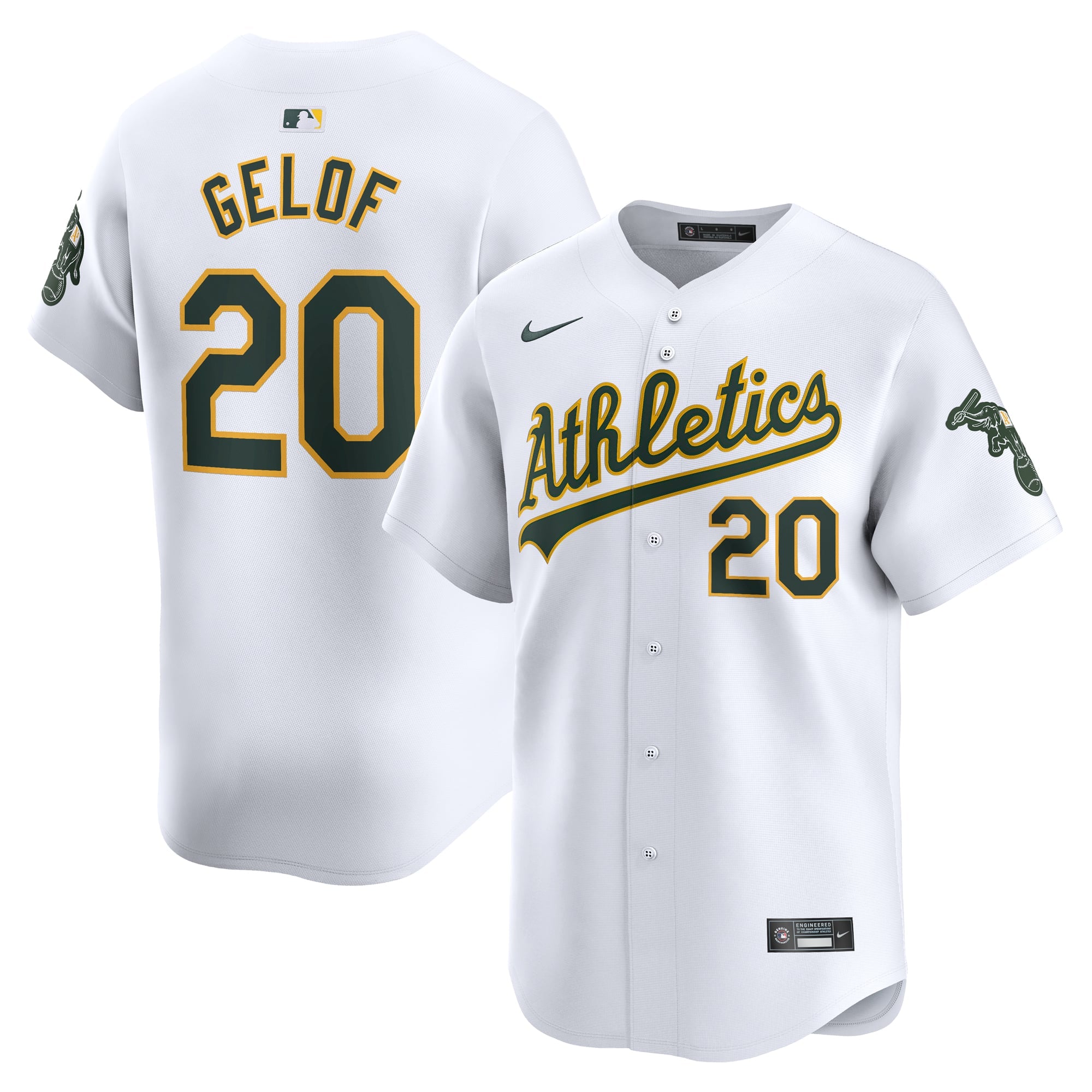 Men's Athletics Zack Gelof Nike White Home Limited Player Jersey