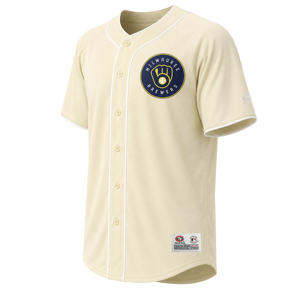 Men's Milwaukee Brewers Stitches Cream Fashion Jersey - 3