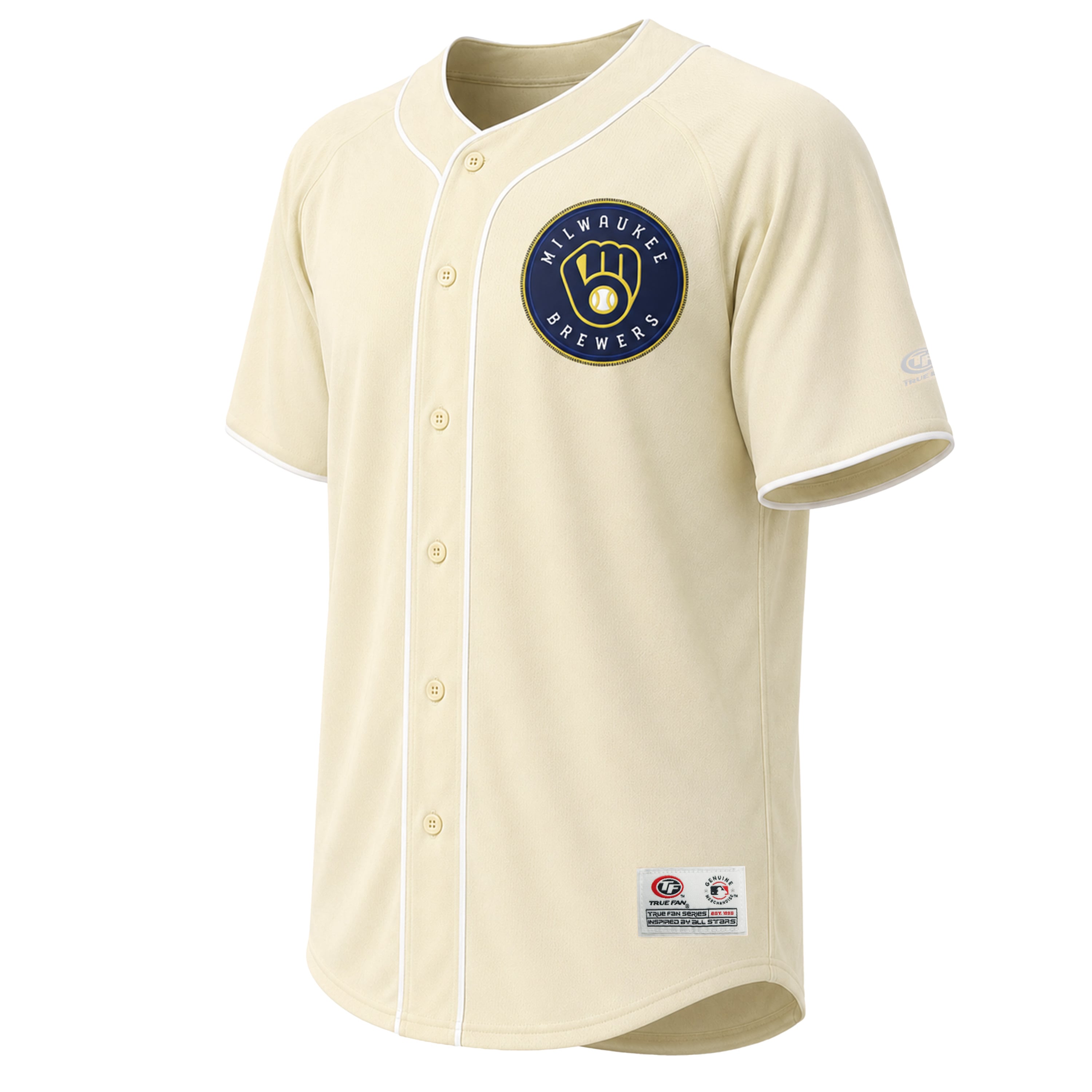 Men's Milwaukee Brewers Stitches Cream Fashion Jersey - 3