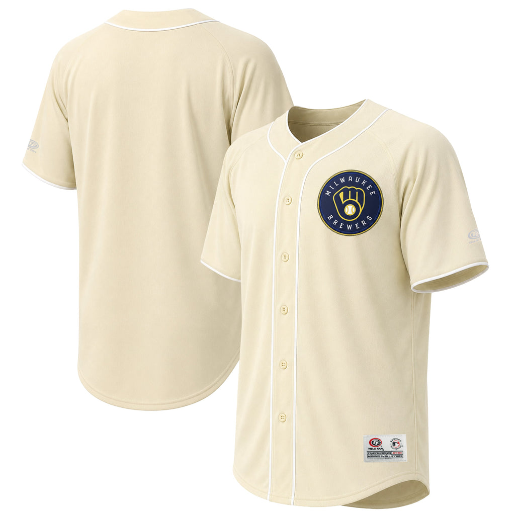 Men's Milwaukee Brewers Stitches Cream Fashion Jersey