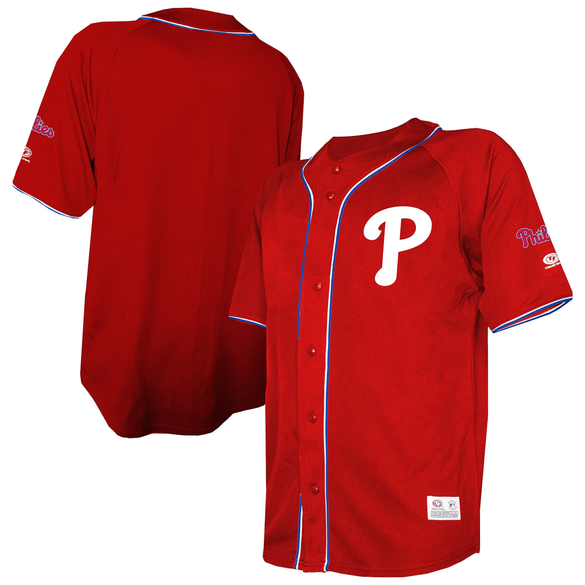 Men's Philadelphia Phillies Stitches Red Team Color Full-Button Fashion Jersey - 2