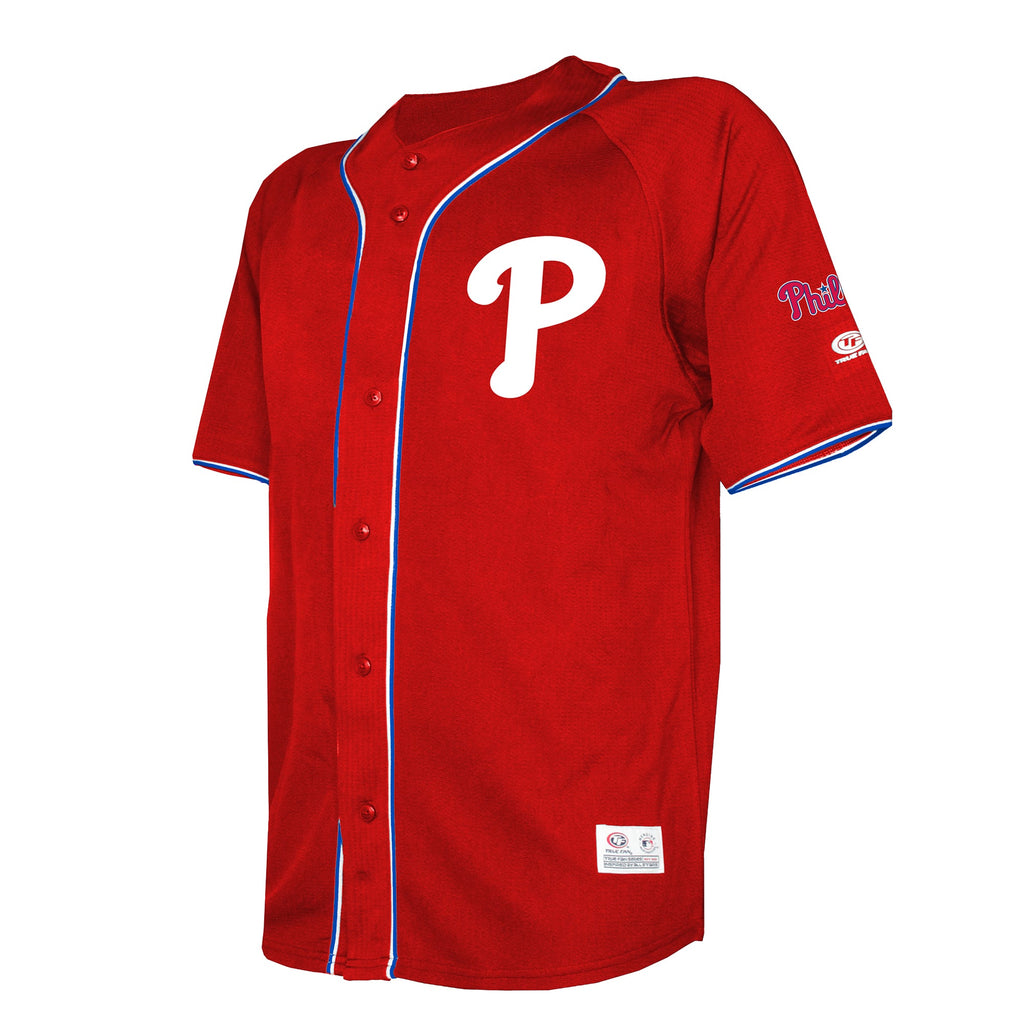 Men's Philadelphia Phillies Stitches Red Team Color Full-Button Fashion Jersey - 3