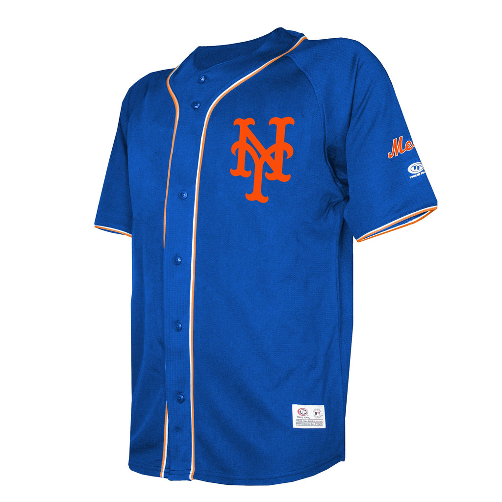 Men's New York Mets Stitches Royal Team Color Full-Button Fashion Jersey - 3